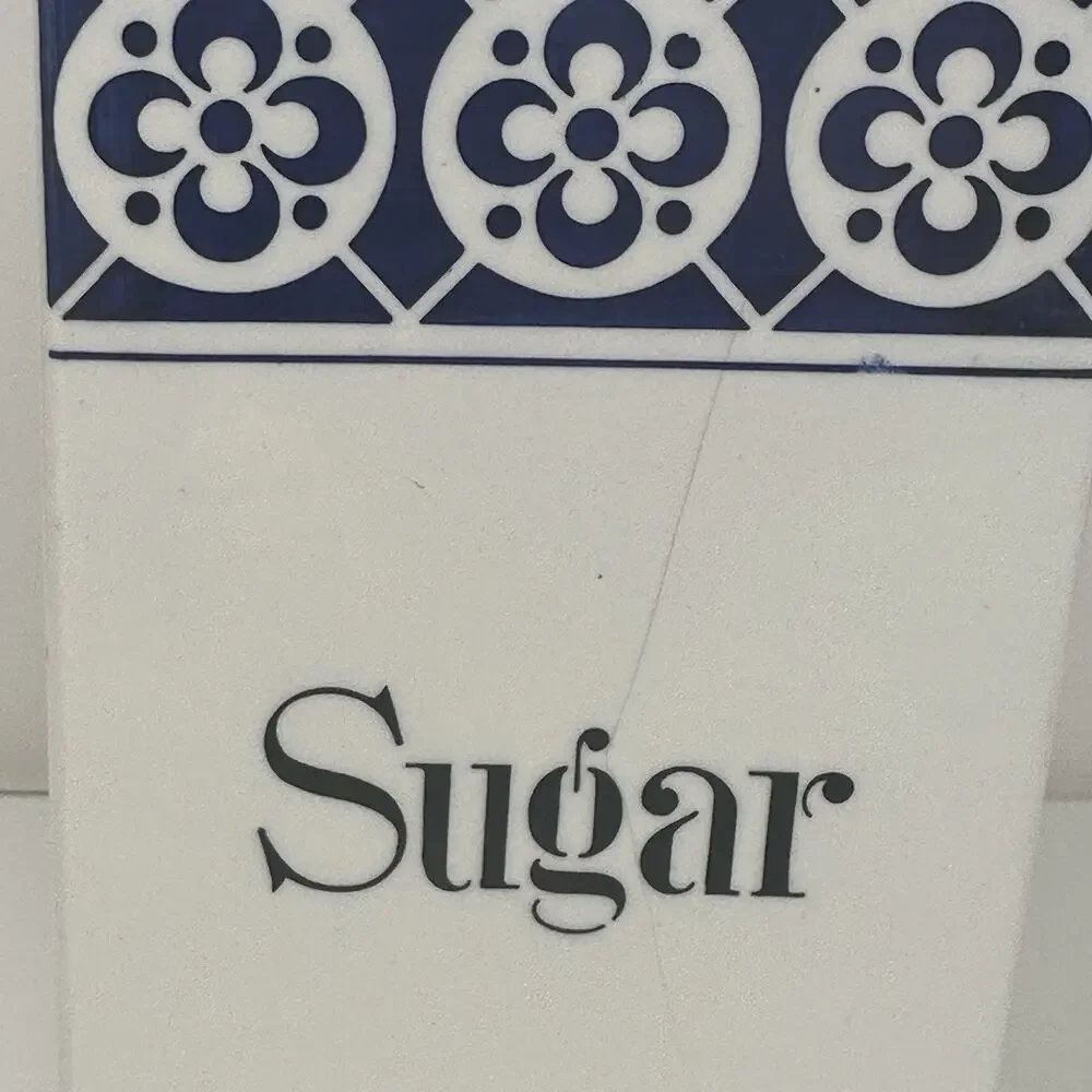 Antique German Porcelain Sugar Kitchen Canister - Blue & White Norma Brand